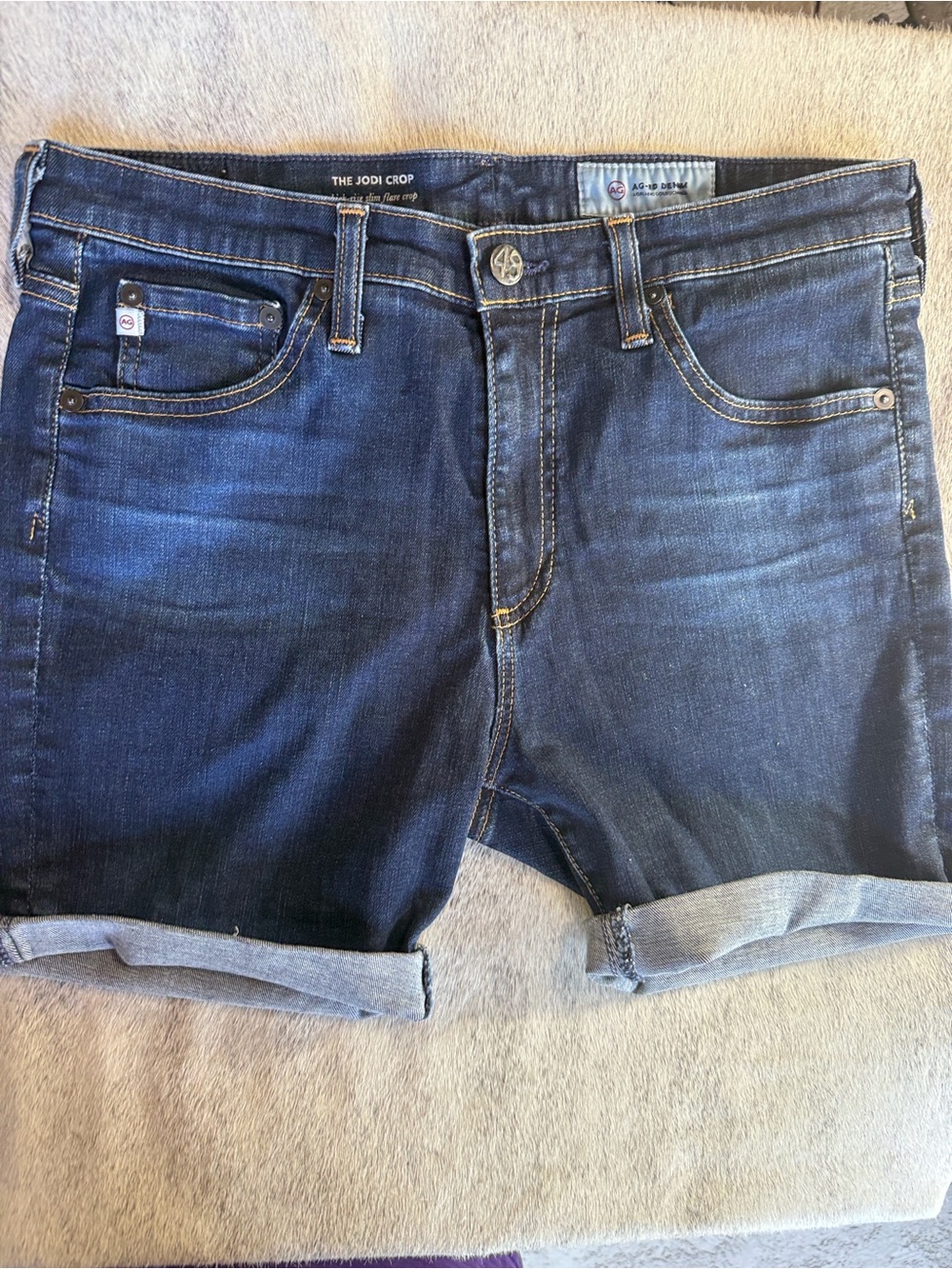 Ag Adriano Goldschmied Jeans Dark Blue Rolled-Hem  Shorts AG-ED DENIM 30‎ - Picture 4 of 17